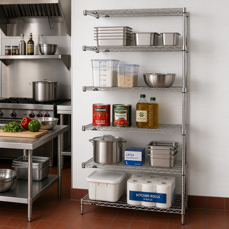 Product image #2 for Metro Super Erecta® Add-On Wire Shelving Unit, 30 Inches W x 21 Inches D x 74 Inches H, 5-Tier, Chrome Plated
