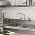Thumbnail image #2 for Stainless Steel Backsplash-Mount Commercial Faucet with 14-Inch Swing Spout and Lever Handles