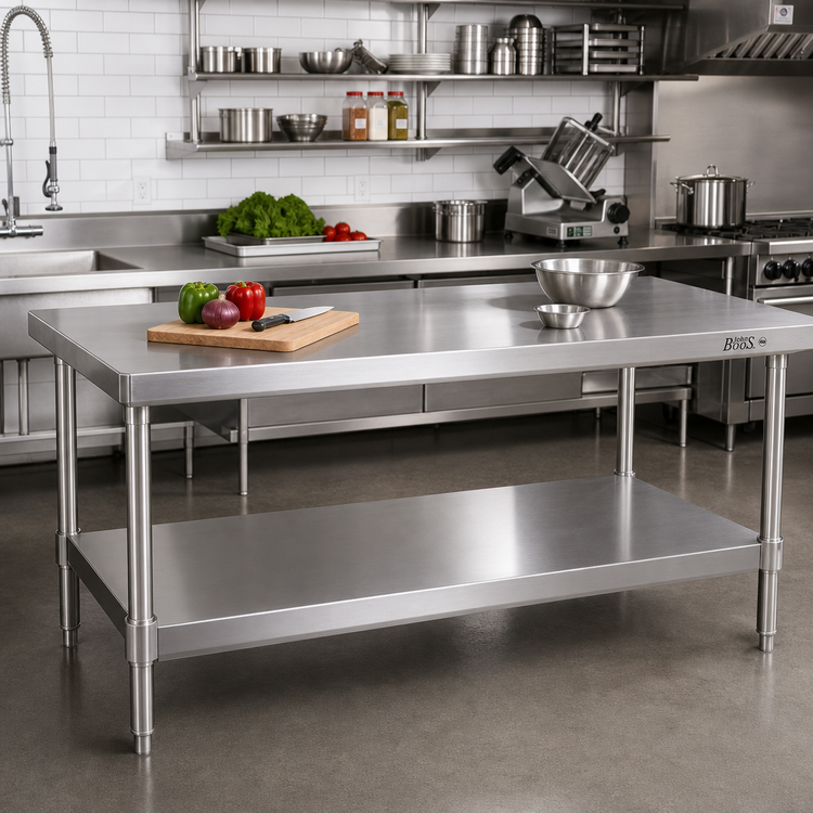 Product image #2 for John Boos 60"W x 30"D Type 400 Stainless Steel Work Table Undershelf