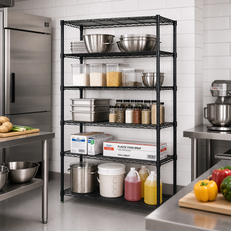 Product image #2 for Quantum 48" W x 24" D x 54" H Stationary Wire Shelving Starter Kit, 5 Shelves