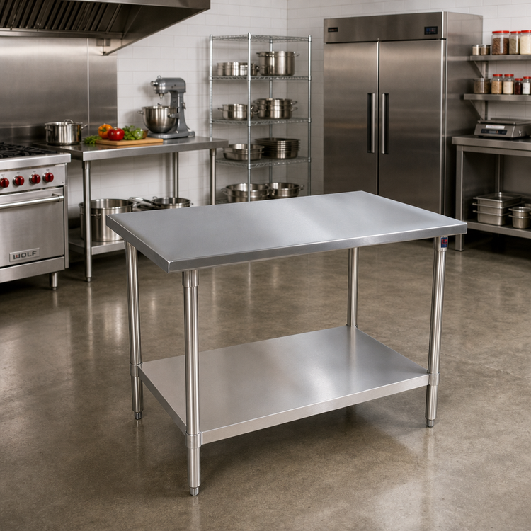 Product image #2 for John Boos Stallion 48 Inch x 36 Inch Stainless Steel Top Work Table with Adjustable Undershelf