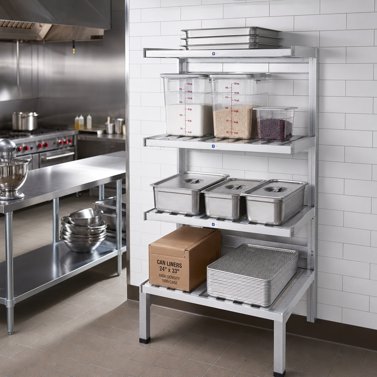 Product image #2 for Channel T-Bar Cantilever Shelving Section, 60 Inch W x 20 Inch D x 72 Inch H, Aluminum