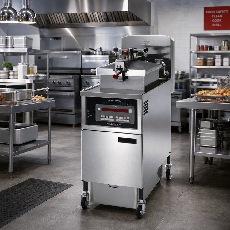 Product image #2 for Henny Penny PFE500.07 Electric 4-Head Pressure Fryer, 48 lb Oil Capacity, Computron 8000 Control