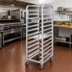 Thumbnail image #2 for Lifetime Tough Extra Heavy-Duty Universal Aluminum Steam Table Pan Rack with Casters, 21 x 26 x 36 Inches