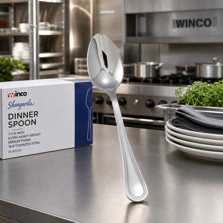 Product image #3 for Winco Shangarila Dinner Spoon, 7-1/4 Inch, Extra Heavy Weight, Mirror Finish, 18/8 Stainless Steel