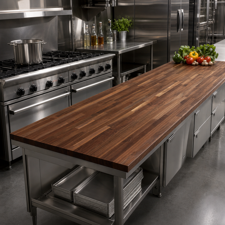 Product image #2 for John Boos Boos Block Blended Rails Edge Grain American Black Walnut Kitchen Countertop, 144 x 25 x 1-1/2 Inch, Oil Finish