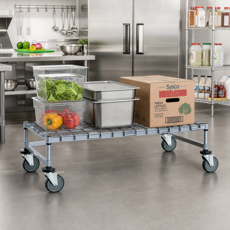 Product image #2 for Quantum 60 Inch Wide Mobile Wire Dunnage Platform Rack