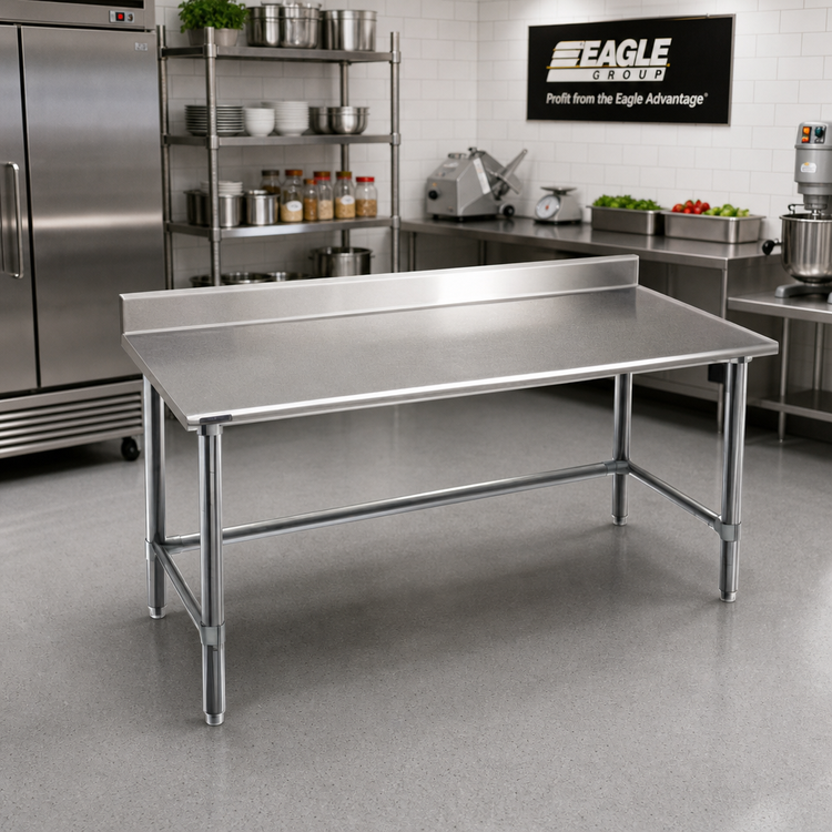 Product image #2 for Eagle Spec-Master 84-Inch x 30-Inch Stainless Steel Work Table with 4-1/2-Inch Backsplash