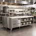 Thumbnail image #2 for Randell Modular Chef Service Counter Center Section, 50-1/2 Inch, Plate Storage Cabinet, Double Overshelf, Left Wing Wall