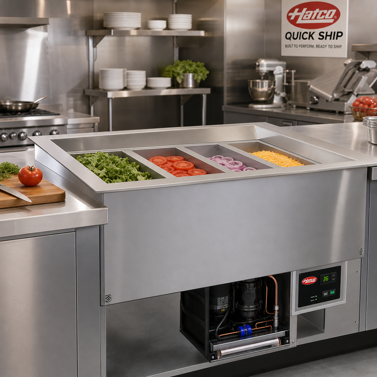 Product image #2 for Hatco Quick Ship 3-Pan Top-Mount Drop-In Refrigerated Well, R-290, Self-Contained