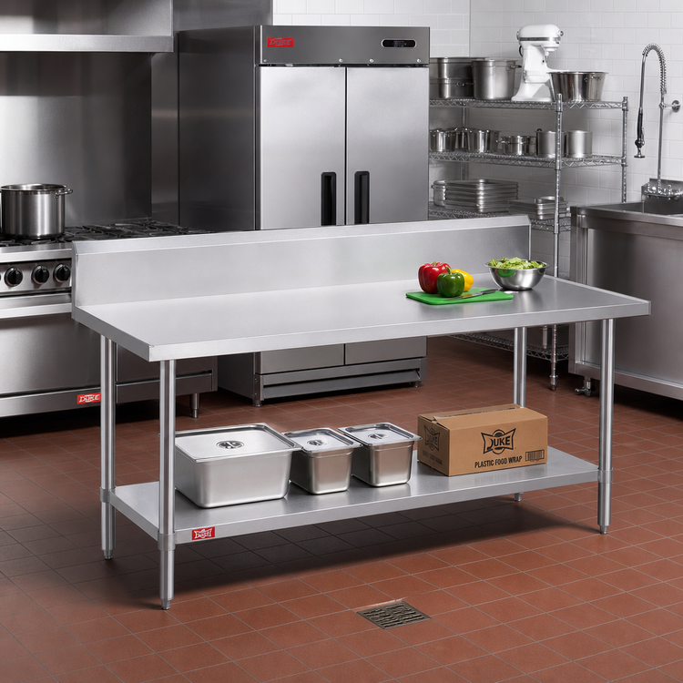 Product image #2 for Duke 144-Inch x 30-Inch Stainless Steel Work Table with 10-Inch Riser and Undershelf