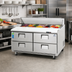 Thumbnail image #2 for Everest 47-1/2 Inch Two-Section Drawered Sandwich Prep Table with 4 Drawers, 13 Cu. Ft., Rear-Mounted Self-Contained Refrigeration