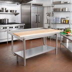 Thumbnail image #2 for Advance Tabco TA-927 Adjustable-Height Wood Cutting Board for Equipment Stands, 84 x 10 x 1-1/2 Inch