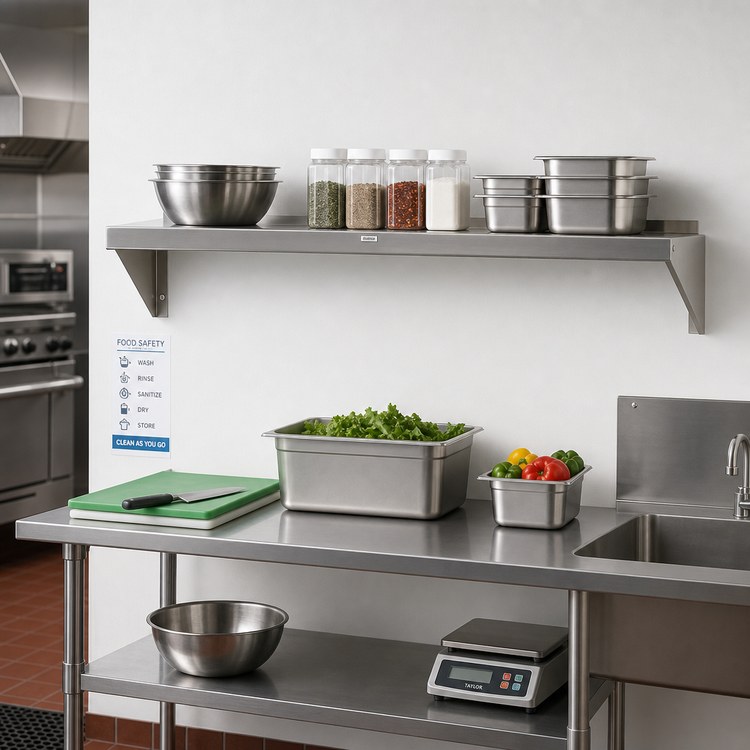 Product image #2 for Advance Tabco Special Value Series 72 Inch x 15 Inch Wall-Mounted Stainless Steel Shelf
