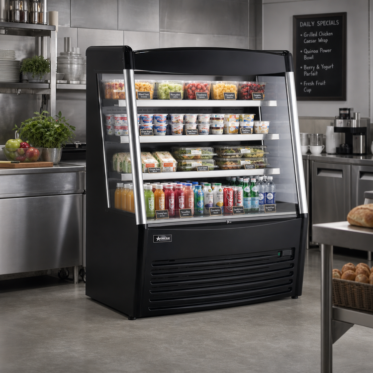 Product image #2 for 48-Inch Grab-and-Go Open-Air Refrigerated Showcase, Self-Contained, 15.04 Cu. Ft., Black