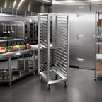 Thumbnail image #2 for Dinex DXPRIA64182618 Roll-In Refrigerator Sheet Pan Rack, Open Frame Aluminum, 18-Pan, Front & Rear Loading, 3-Inch Centers
