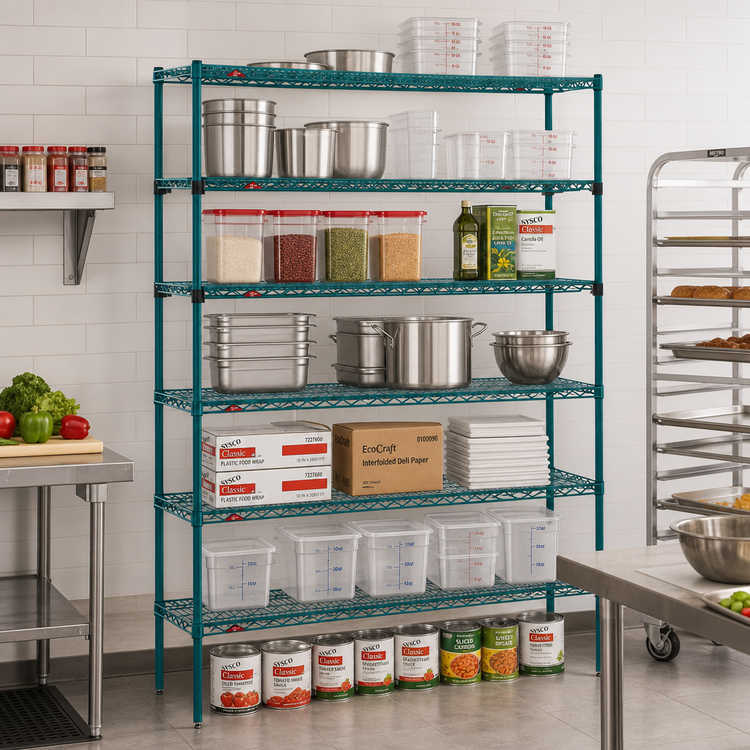 Product image #2 for Metro Super Erecta Starter Wire Shelving Unit, 60"W x 18"D x 74"H, 6-Tier, Green Epoxy Finish