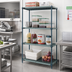 Thumbnail image #2 for Quantum 4-Tier Stationary Wire Plastic Mat Shelving Unit, 30 x 24 x 86 Inches, Green Epoxy Antimicrobial