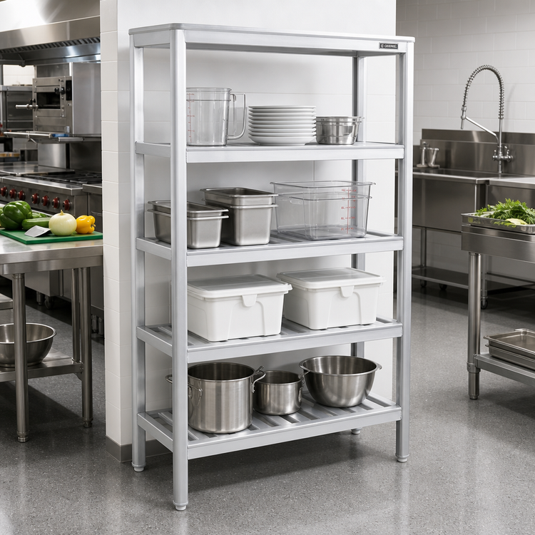 Product image #2 for Channel Manufacturing Lifetime Tough 4-Shelf Tubular Aluminum Dunnage Shelving Rack, 60"W x 20"D x 64"H
