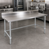 Thumbnail image #2 for John Boos Stallion 144-Inch x 30-Inch Stainless Steel Work Table with 5-Inch Backsplash and Galvanized Base