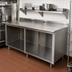 Thumbnail image #2 for Advance Tabco 144 Inch x 30 Inch 304 Stainless Steel Work Table with 5 Inch Backsplash and Open Front Cabinet Base