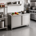Thumbnail image #2 for John Boos Enclosed Cabinet Base Work Table with Hinged Doors, 48 Inch W x 24 Inch D, 14-Gauge 300-Series Stainless Steel Top