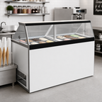 Thumbnail image #2 for Master-Bilt Products DD-66 Ice Cream Dipping/Display Freezer, Slanted Glass, 12 x 3-Gallon Display and 8 x 3-Gallon Storage Tubs