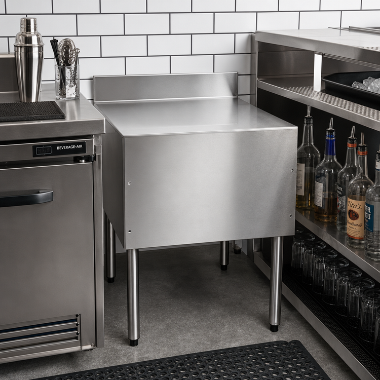 Product image #2 for CHOICE Stainless Steel Underbar Filler Board, 18-Inch x 19-Inch, Flat Top, 4-Inch Backsplash