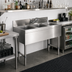 Thumbnail image #2 for 3-Compartment Stainless Steel Bar Sink with Splash-Mounted Faucet, No Drainboards, 36 x 18 x 33 Inches