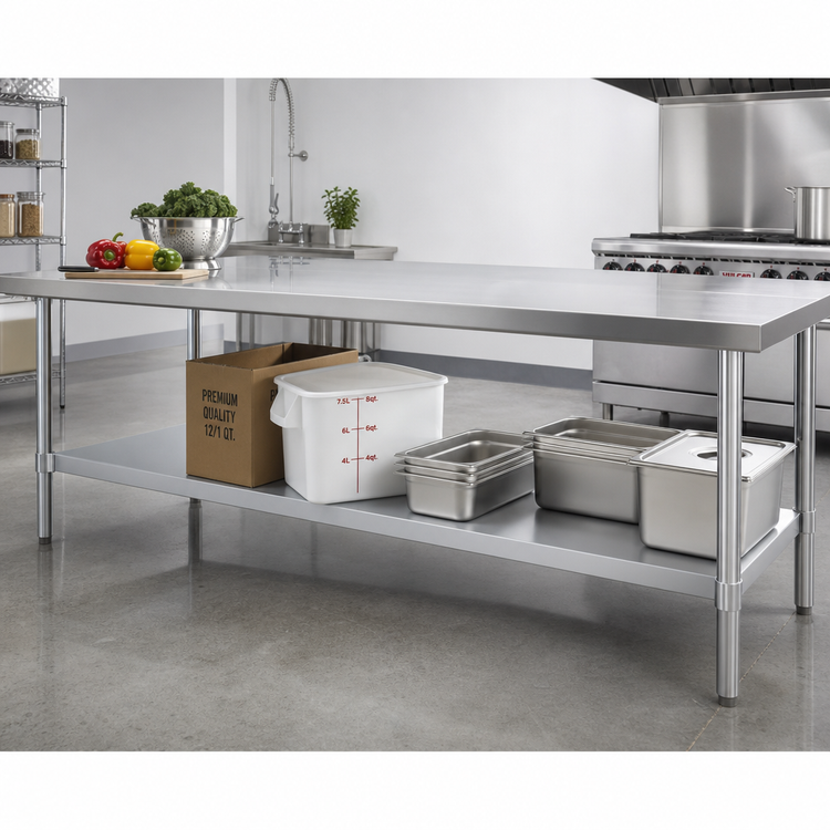 Product image #2 for 84 Inch x 30 Inch Aluminum Knock-Down Undershelf for Work Table