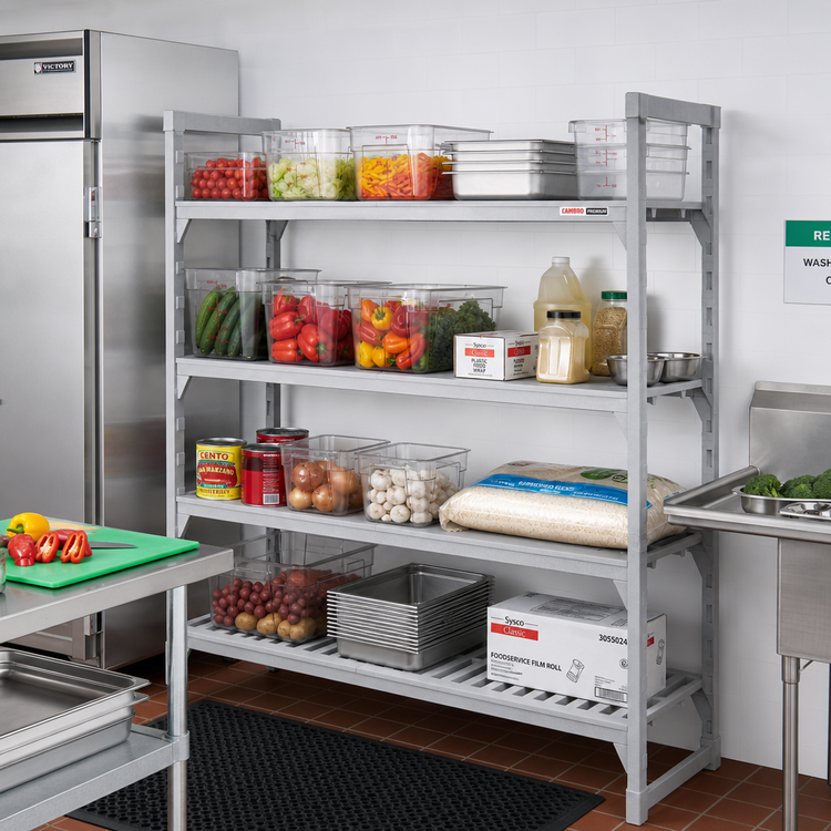 Product image #3 for Cambro Camshelving Premium 24" x 72" 4-Shelf Mixed Shelf Kit