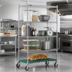 Thumbnail image #2 for Eagle Group QuadTruss DS4-P74-2448C 4-Tier Stationary Starter Wire Shelving Unit with Dunnage Shelf, 48 x 24 x 74 Inches, Chrome