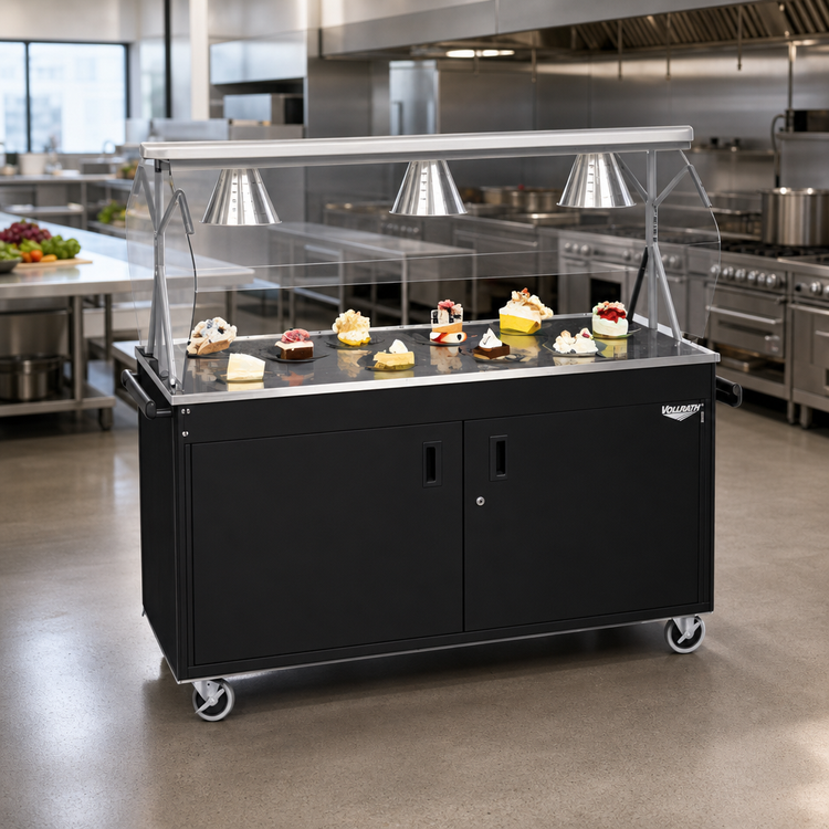Product image #2 for Vollrath 2-Series Affordable Portable 60-Inch Mobile Cafeteria Utility Station with Storage Doors and Breath Guard