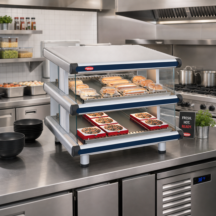 Product image #2 for Hatco Glo-Ray Designer Slant Dual-Shelf Countertop Hot Food Display Warmer, 48-Inch, 3380W
