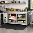 Thumbnail image #2 for Everest Refrigeration ETGWR2 Two-Section Undercounter Worktop Refrigerator, 22 Cu. Ft., 2 Sliding Glass Doors, Stainless Steel, Side-Mounted R290