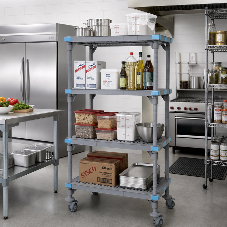 Product image #2 for Millenia Mobile Polymer Shelving Starter Unit, 24 x 24 x 62 Inches, 4-Shelf, Gray