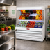 Thumbnail image #2 for Howard-McCray Ovation Series Vertical Meat Open Merchandiser, Self-Contained Refrigerated, 75 Inch W x 60 Inch H, LED Lighted Slanted Shelves