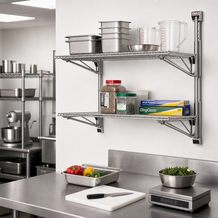 Product image #2 for Eagle Group Adjustable Post Wire Wall Mount Prepackaged Mid Unit for 21-Inch Shelves
