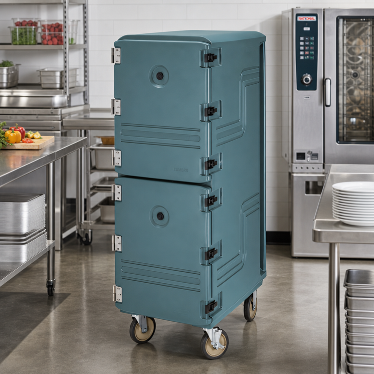 Product image #3 for Cambro Camcart Double-Cavity Insulated Tray and Sheet Pan Transport Cart with Solid Dutch Doors
