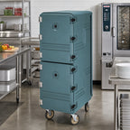 Thumbnail image #3 for Cambro Camcart® 1826DTC401 Insulated Double-Cavity Tray & Sheet Pan Transport Cart, Solid Dutch Doors, 24 Rails, 18" x 26" Pans