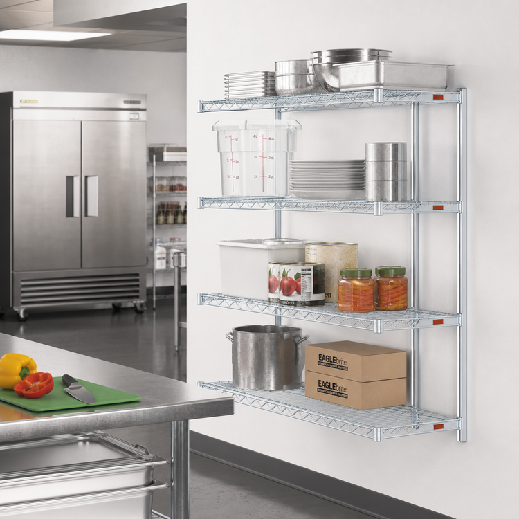 Product image #2 for EAGLEbrite 48-Inch Wide 4-Tier Add-On Wire Shelving Unit with Zinc Finish