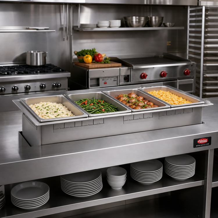 Product image #2 for Hatco Drop-In Rectangular 4/3-Size Heated Well with Drain