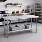 Thumbnail image #2 for Duke Manufacturing 416-2460 60 x 24 in Stainless Steel Work Table, Flat Top Without Backsplash, 16-Gauge Top, Galvanized Undershelf