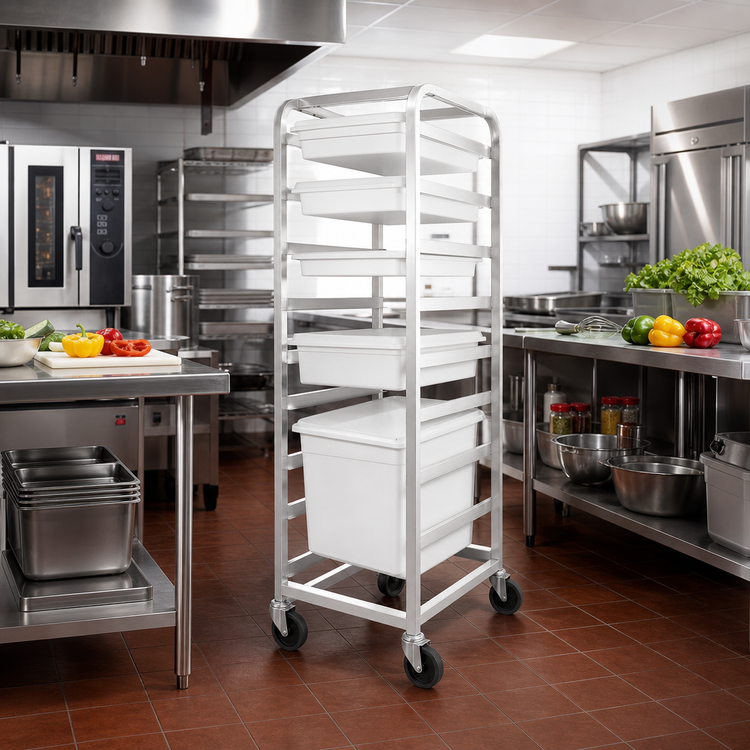 Product image #2 for Channel PBA707 Mobile Aluminum Poly Box Rack, 7 Levels, 20.5"W x 26"D x 64"H, 5" Swivel Casters