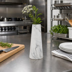 Thumbnail image #3 for American Metalcraft BVTM9 Ceramic Tower Bud Vase, White Marble Finish, 1.5" Diameter x 4" High