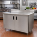 Thumbnail image #2 for Advance Tabco Special Value Economy Enclosed Work Table with Sliding Doors, 72 x 30 Inch, 16 Gauge 304 Stainless Steel Top, 5 Inch Backsplash