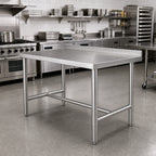 Thumbnail image #2 for Klinger's Trading HBST2472 72-Inch x 24-Inch Stainless Steel Work Table with 2-Inch Rear Up-Turn and Open H-Base