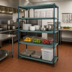 Thumbnail image #2 for Quantum WR63-1872WPM 4-Tier Stationary Polymer Shelving Unit with Wire Plastic Mats, 72 x 18 x 63 Inches, Green Epoxy