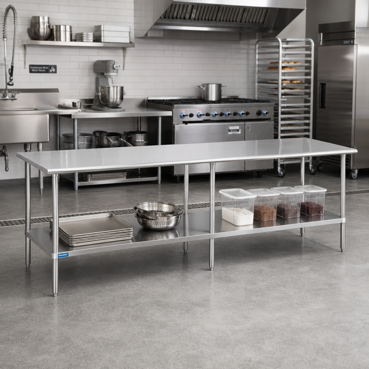 Product image #2 for 84-Inch x 18-Inch 400 Series Stainless Steel Work Table with Adjustable Undershelf