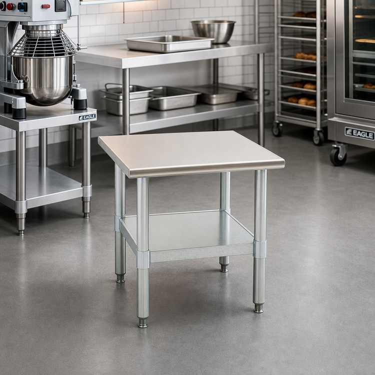 Product image #2 for Eagle Group 24 Inch x 24 Inch x 24 Inch Stationary Mixer Stand with Stainless Steel Top and Galvanized Undershelf